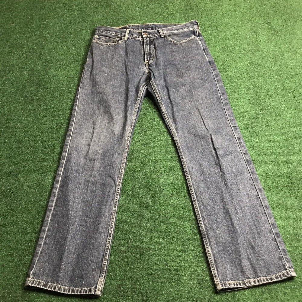 Levis 514 Mens Jeans 32x32 Straight Fit Dark Blue Tumbled Rigid Wash Denim Pants